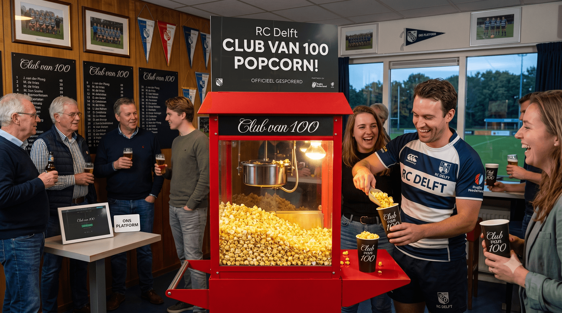 Een eigen popcornmachine voor de club, zodat er op jeugddagen, toernooien en BBQ's altijd verse popcorn is, zonder telkens te hoeven huren.