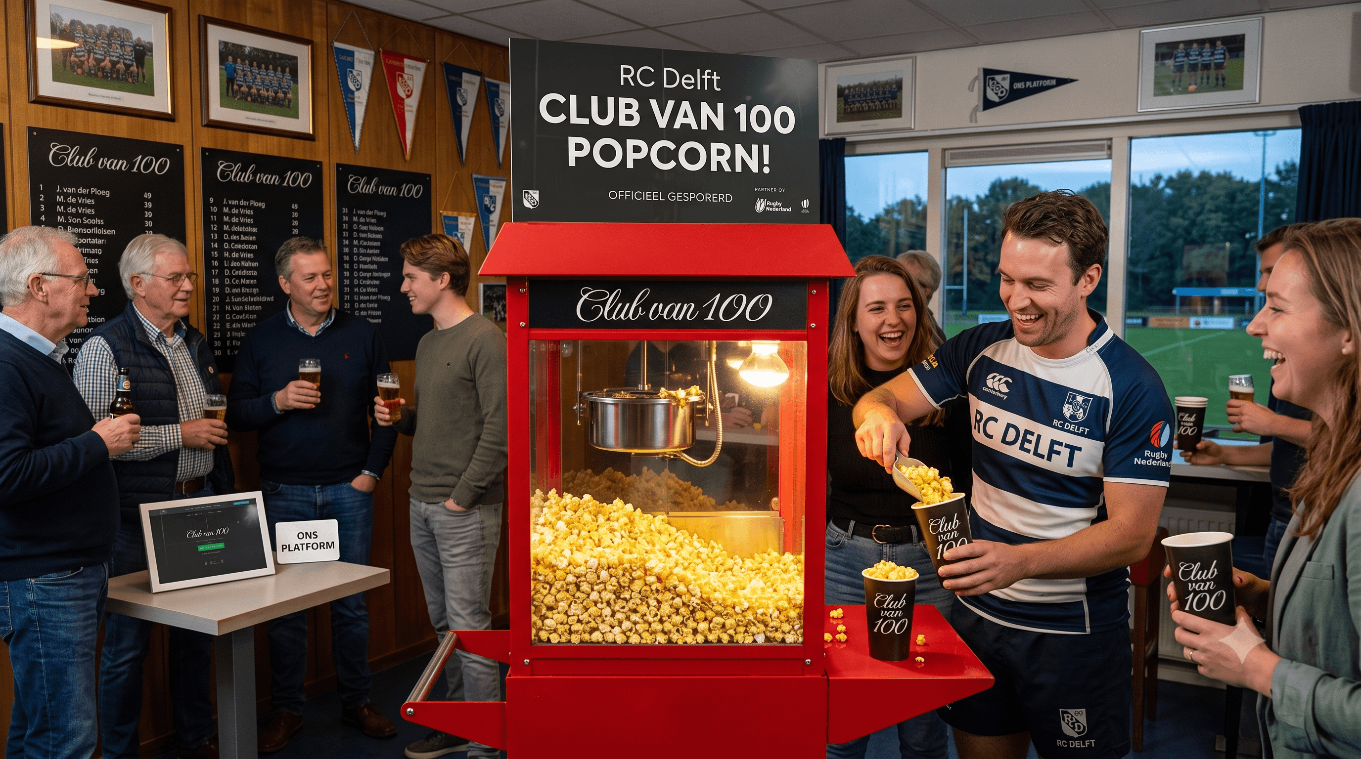 Een eigen popcornmachine voor de club, zodat er op jeugddagen, toernooien en BBQ's altijd verse popcorn is, zonder telkens te hoeven huren.